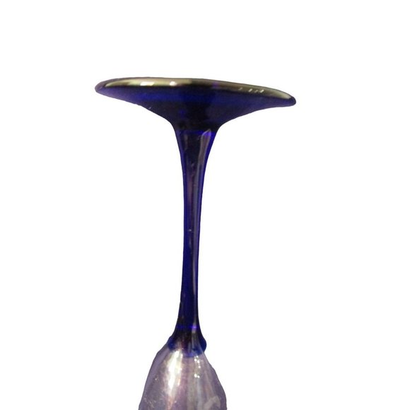 Cristal D'Arques Neptune Champagne Glass A Pair Cobalt Blue Stem Retired EUC - Picture 10 of 12